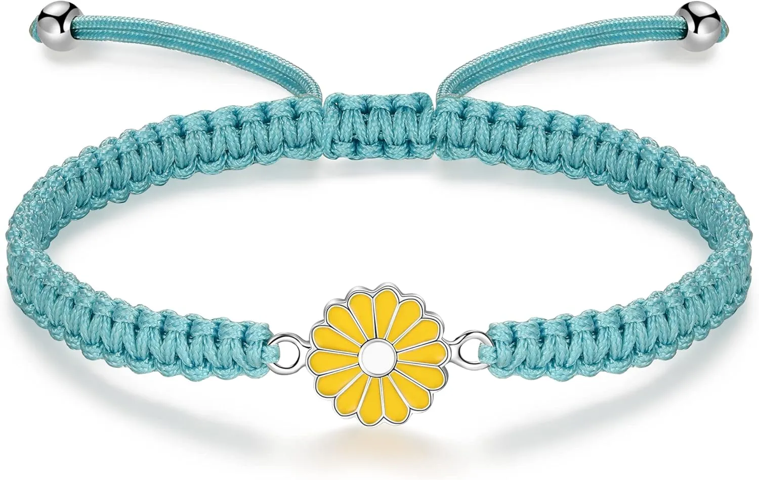 Halloween Gifts for Girl, Sunflower Bracelets Jewelry Gifts, 925 Sterling Silver Handmade Rope Braided Bracelets