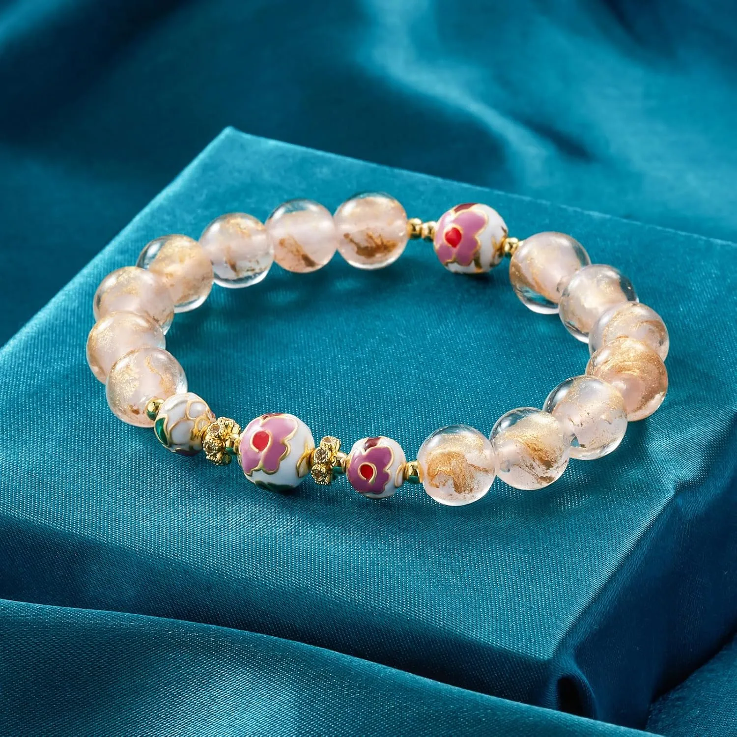 Handmade Beaded Bracelets for Women Men Teens, Gold Sliver Beads Bracelets  Bring Good Luck, Wealth, Prosperity  Unisex Stretch Protection Bracelet