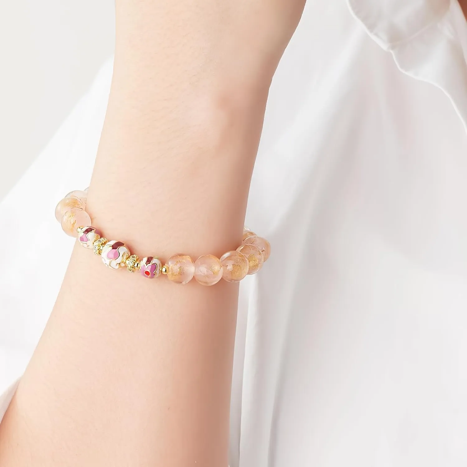 Handmade Beaded Bracelets for Women Men Teens, Gold Sliver Beads Bracelets  Bring Good Luck, Wealth, Prosperity  Unisex Stretch Protection Bracelet