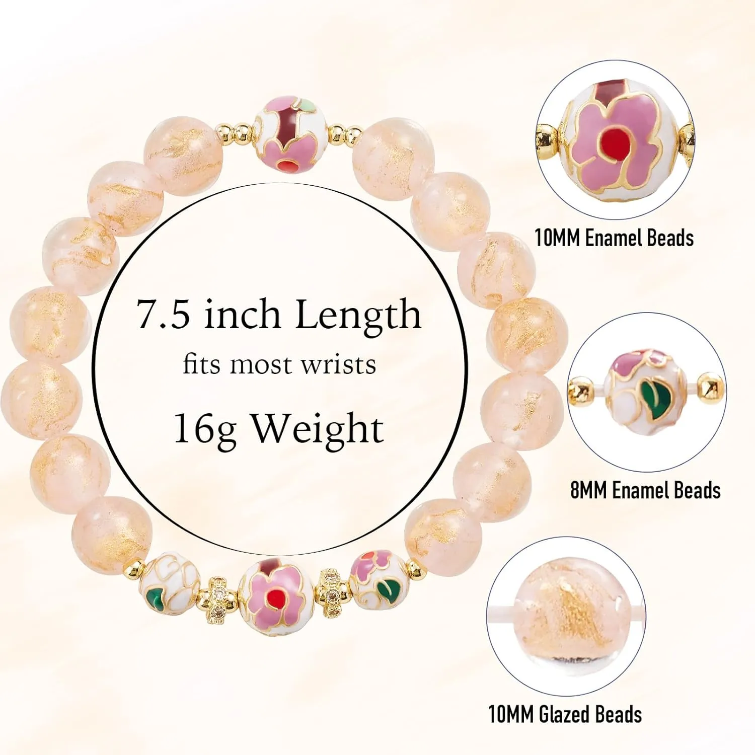 Handmade Beaded Bracelets for Women Men Teens, Gold Sliver Beads Bracelets  Bring Good Luck, Wealth, Prosperity  Unisex Stretch Protection Bracelet
