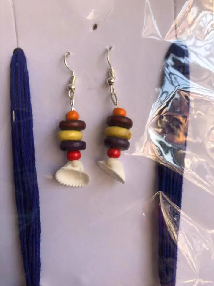 Handmade Ganesha Necklace and Earring Set In Blue