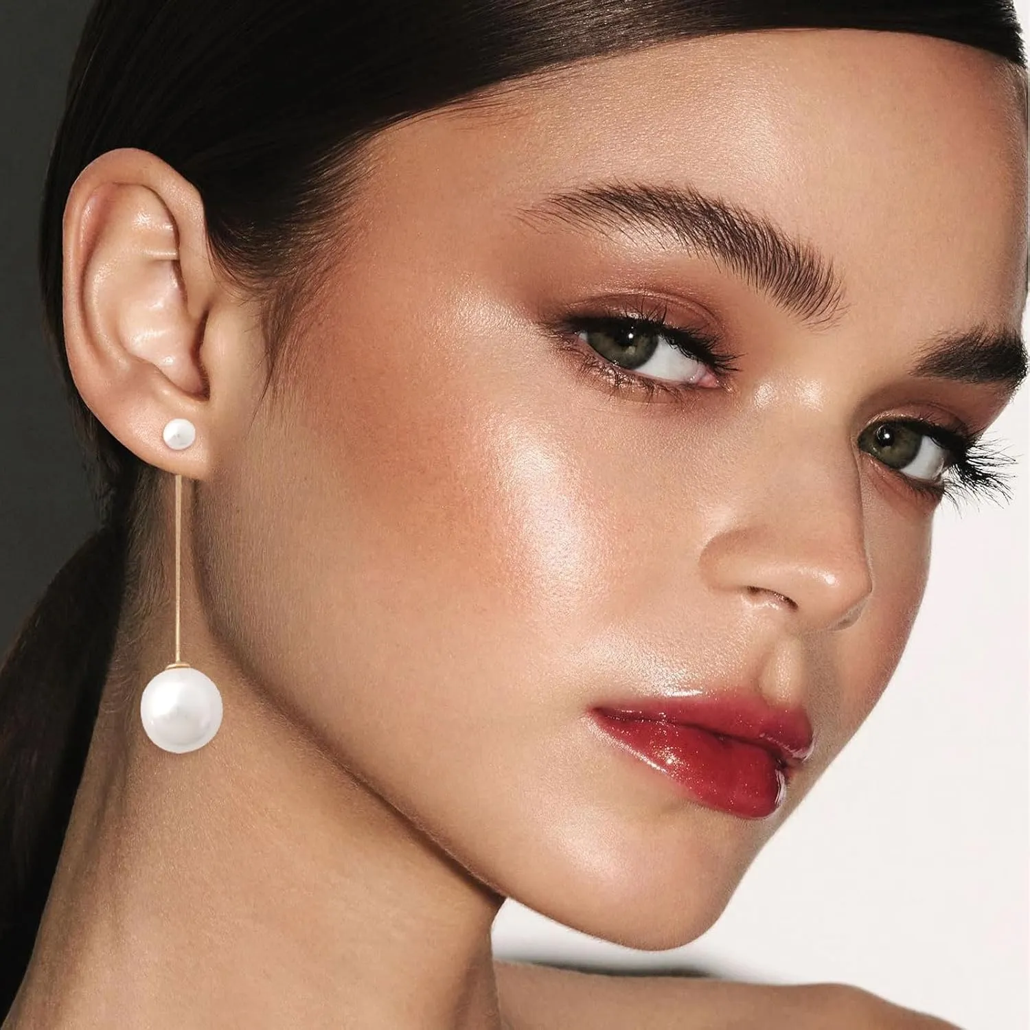 Handmade Pearl Earrings for Women, Pearl Bow Earrings Silvery Pearl Drop Earrings Jewelry S925 Drop Earrings for Girls Bridal as Wedding Bows Jewelry Christmas Gifts (Gold, Pearl Earrings 4)