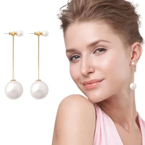 Handmade Pearl Earrings for Women, Pearl Bow Earrings Silvery Pearl Drop Earrings Jewelry S925 Drop Earrings for Girls Bridal as Wedding Bows Jewelry Christmas Gifts (Gold, Pearl Earrings 4)
