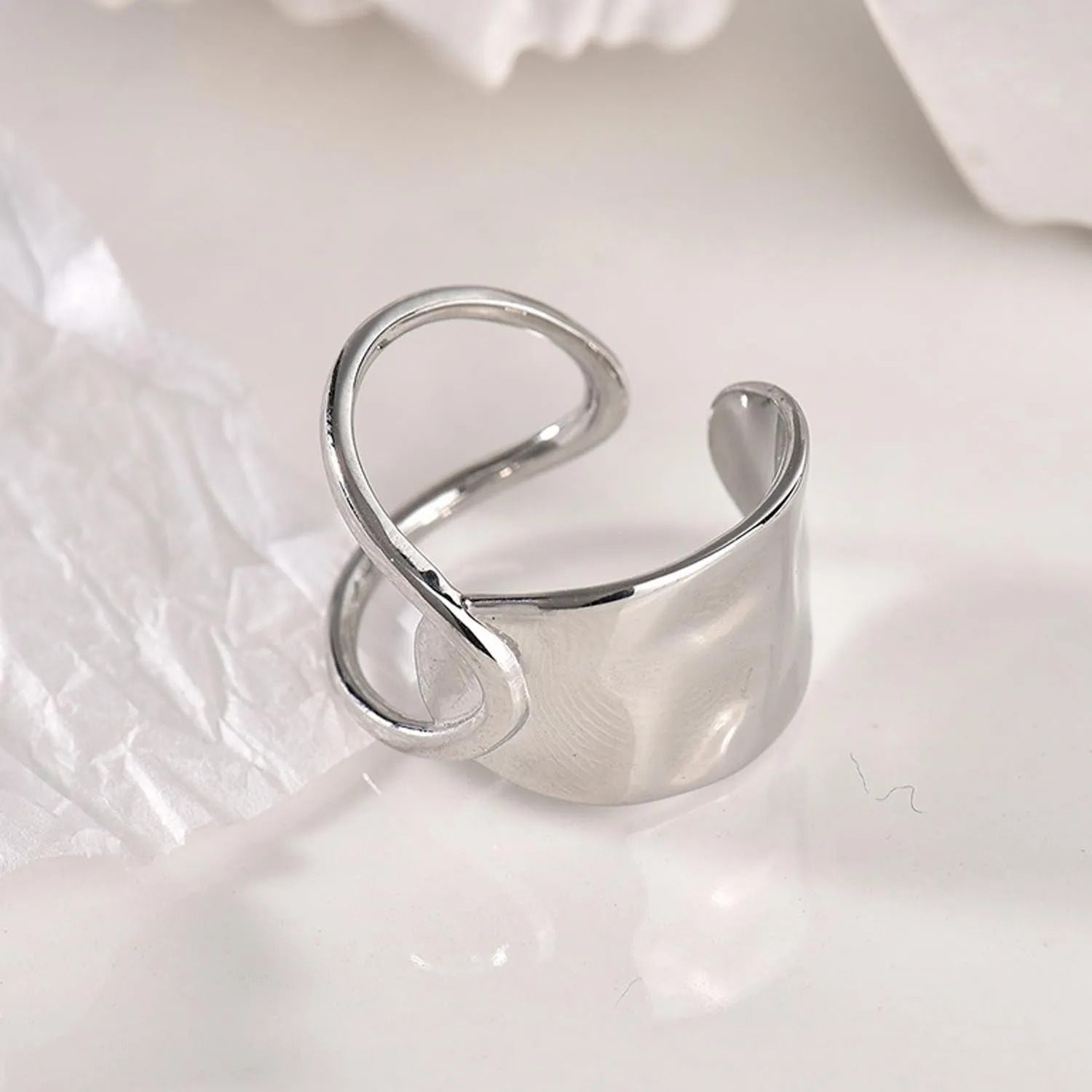 Handmade Rings 925 Sterling Silver Band Ring Adjustable Open Knuckle Rings Thumb Ring Statement Rings for Women Minimalist Jewelry