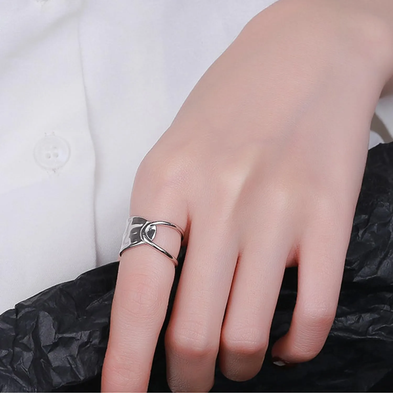 Handmade Rings 925 Sterling Silver Band Ring Adjustable Open Knuckle Rings Thumb Ring Statement Rings for Women Minimalist Jewelry