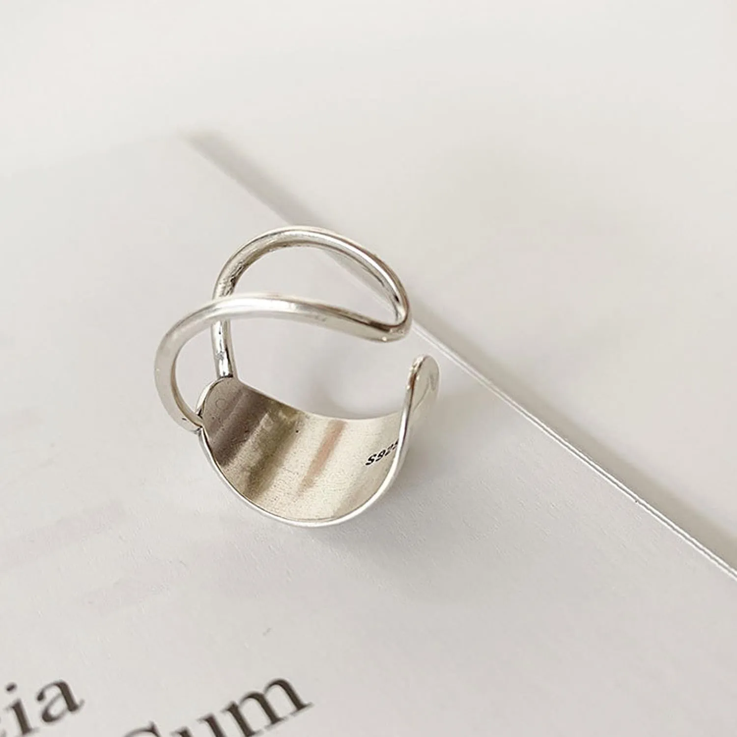 Handmade Rings 925 Sterling Silver Band Ring Adjustable Open Knuckle Rings Thumb Ring Statement Rings for Women Minimalist Jewelry