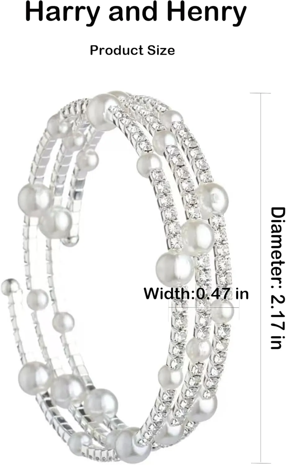 Harry and Henry 3 Layered Pearl Bracelets for Women Sparkling Rhinestone Bracelets Gold Silver Wedding Bracelet Prom Jewelry Christmas Gifts