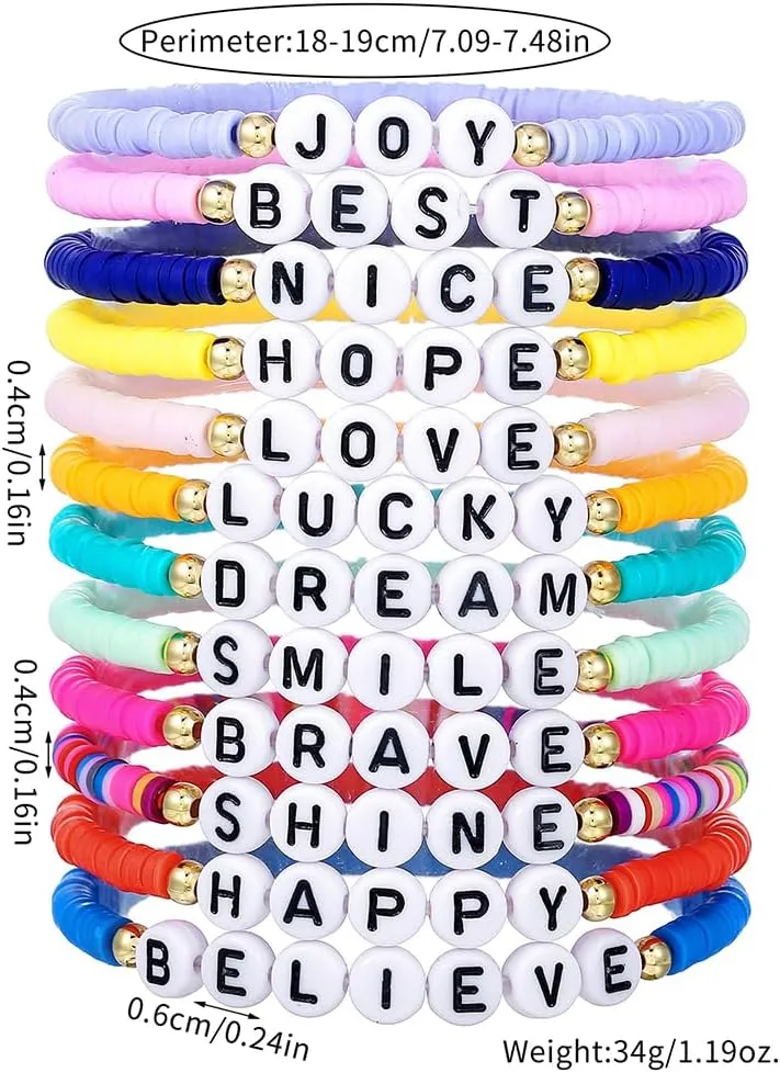 Heishi Surfer Clay Bead Bracelets Set for Women - Preppy Smile Evil Eye Beaded Stretch Bracelets Elastic Layering Friendship Bracelets- Stackable Boho Disc Summer Jewelry Set