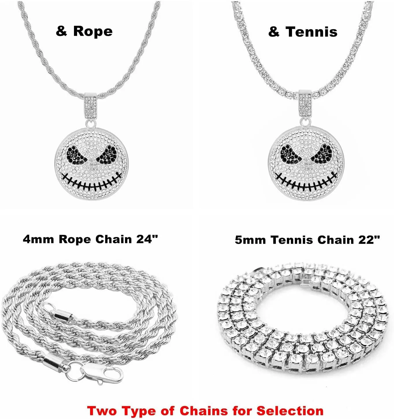 HH BLING EMPIRE 14k Gold Silver Plated Hip Ho Rapper Pendant Chain Necklace for Men, Iced Out Diamond King Pendant with Rope Tennis Chains 22 Inch