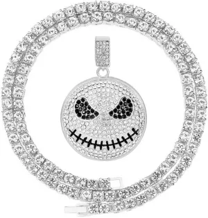 HH BLING EMPIRE 14k Gold Silver Plated Hip Ho Rapper Pendant Chain Necklace for Men, Iced Out Diamond King Pendant with Rope Tennis Chains 22 Inch
