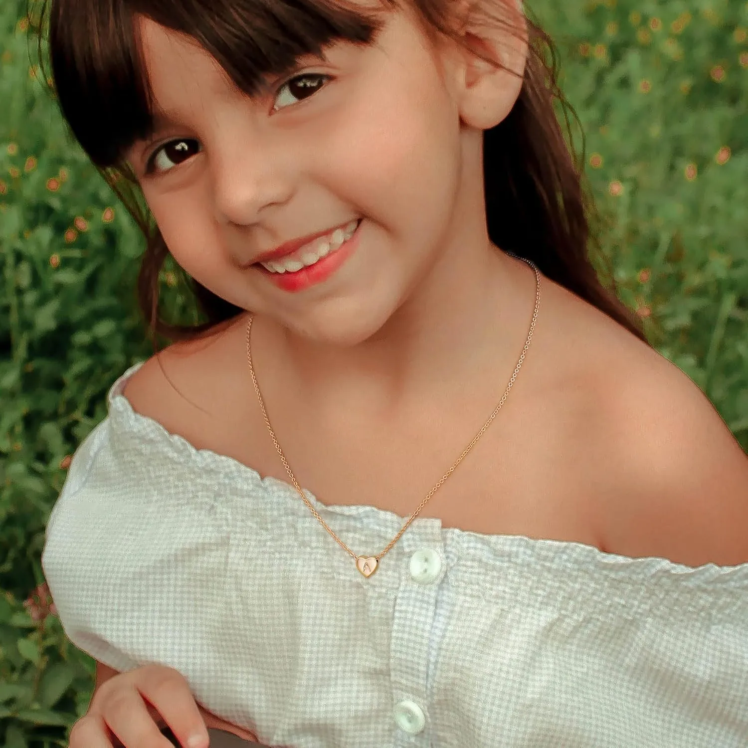 Hidepoo Heart Initial Necklaces Gifts for Girls, 14K Gold Filled Heart Pendant Necklace Tiny Initial Heart Necklaces for Girls Jewelry Birthday Gifts for Girls Initial Necklace