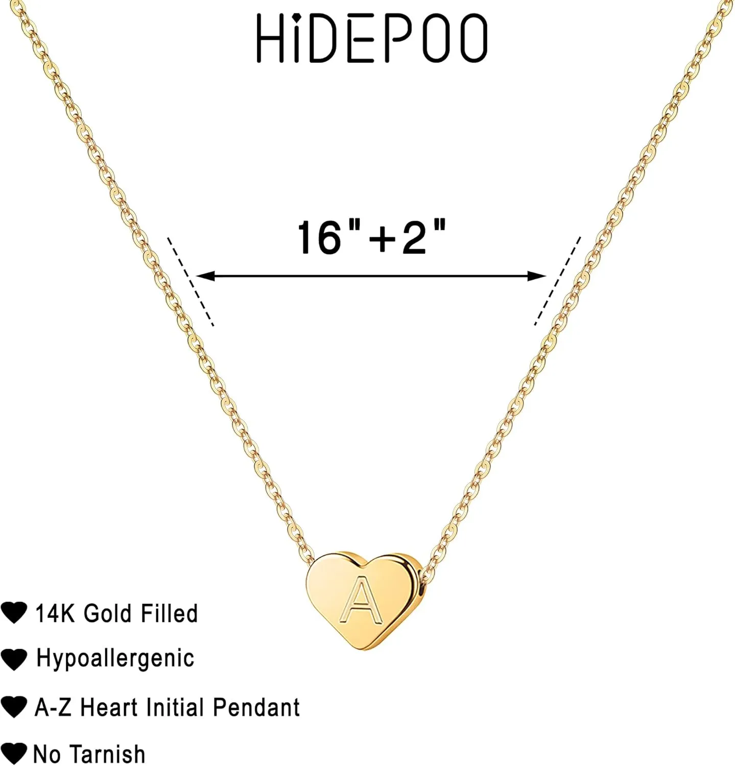 Hidepoo Heart Initial Necklaces Gifts for Girls, 14K Gold Filled Heart Pendant Necklace Tiny Initial Heart Necklaces for Girls Jewelry Birthday Gifts for Girls Initial Necklace