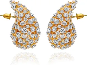 Hollow Rhinestone Chunky Hoop Earrings Gold Crystal Teardrop Earrings for Women Fashion Jewelry for Women Gift