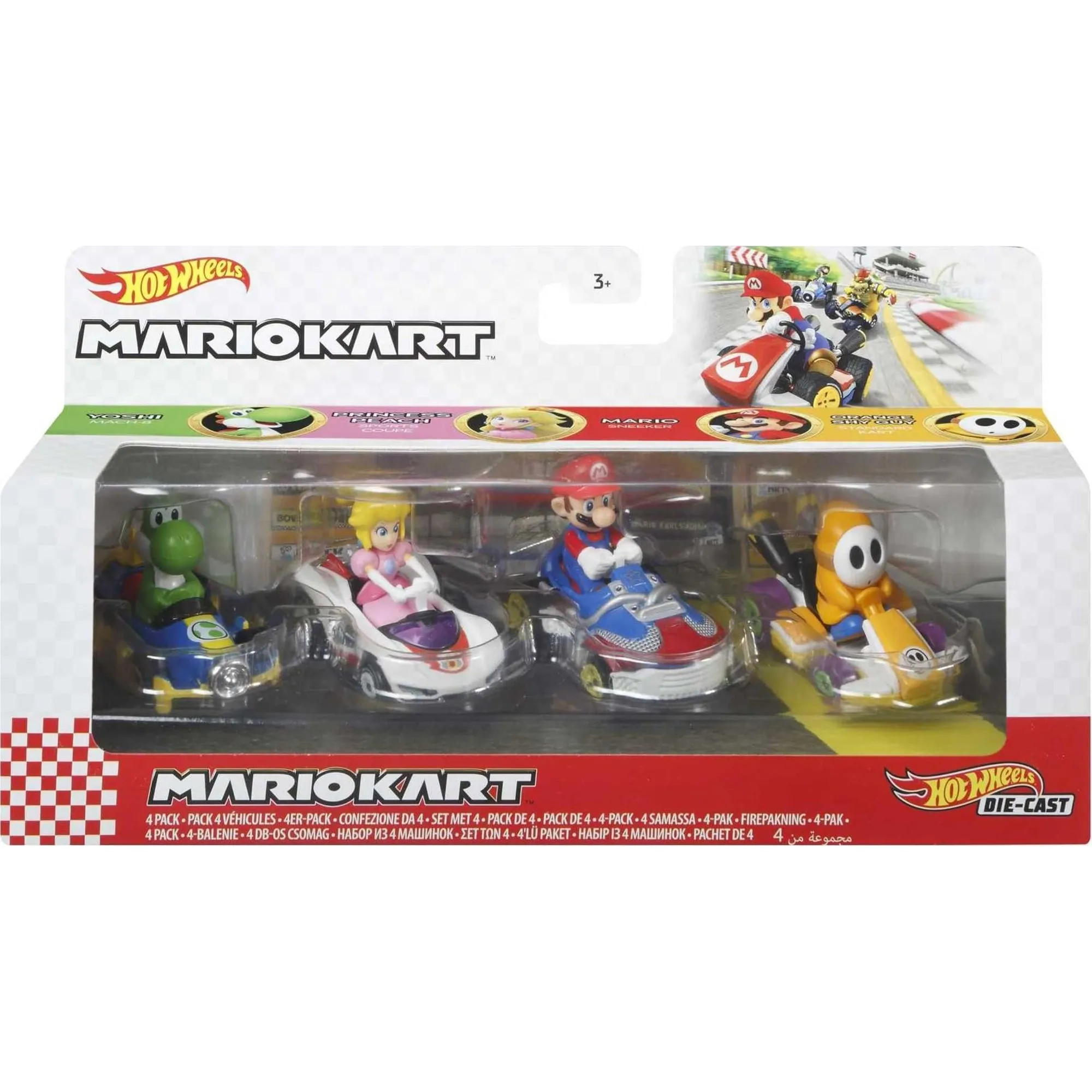 Hot Wheels Mario Kart Vehicles, Assortment, 4 Count
