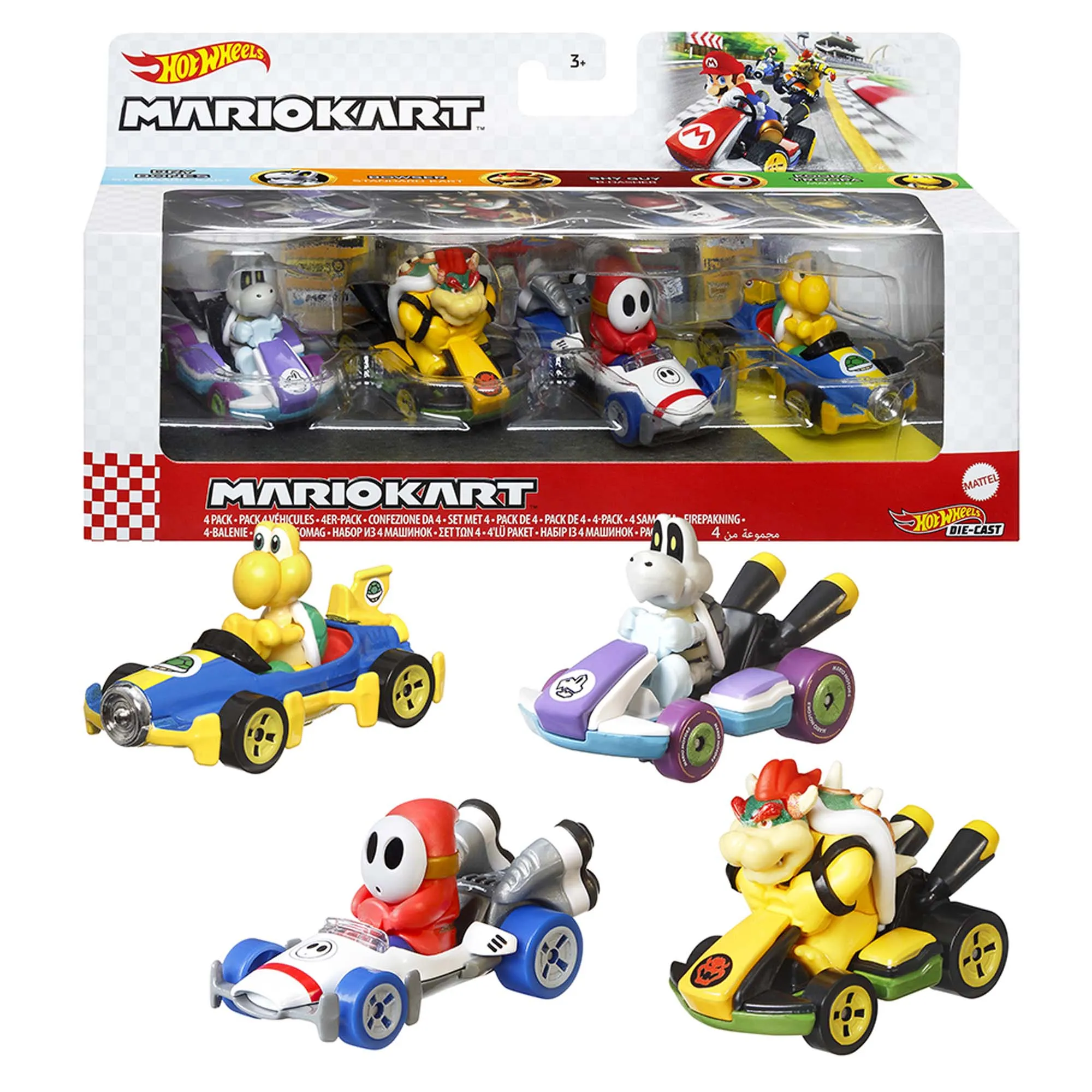Hot Wheels Mario Kart Vehicles, Assortment, 4 Count