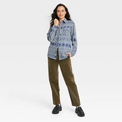 Houston White Adult Long Sleeve African Woven Button-Down Shirt - Blue S