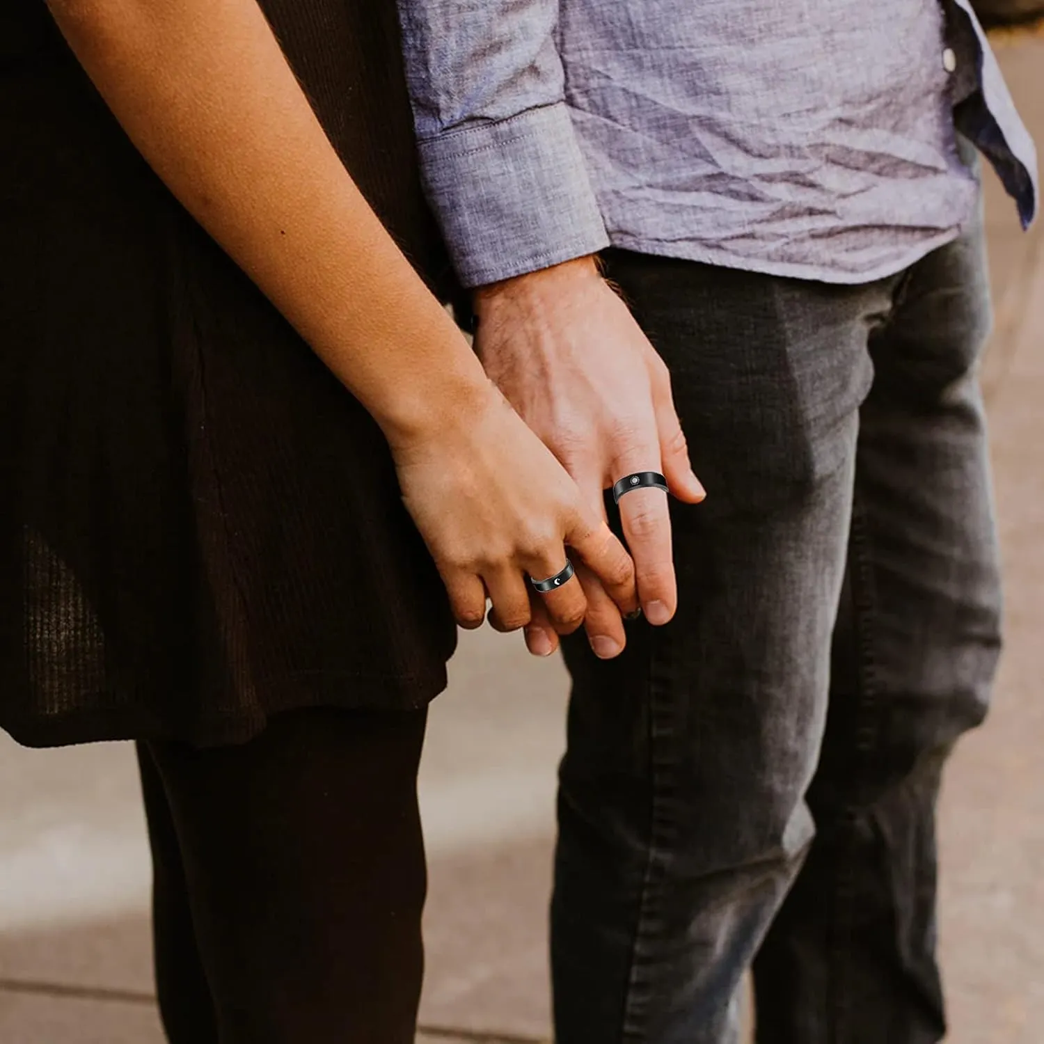 HUASAI Sun and Moon Rings for Couples Matching Promise Couples Rings for Girlfriend Boyfriend Moon Star Rings Set