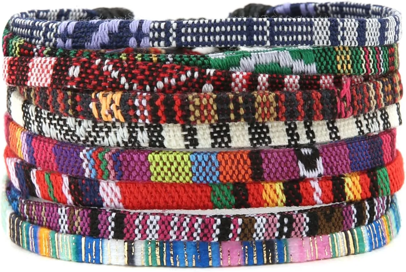 HZMAN Mix 6 Wrap Bracelets Men Women, Hemp Cords Ethnic Tribal Bracelets Wristbands (Mix 6 Wrap)