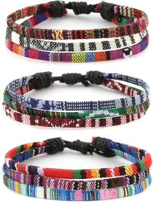 HZMAN Mix 6 Wrap Bracelets Men Women, Hemp Cords Ethnic Tribal Bracelets Wristbands (Mix 6 Wrap)