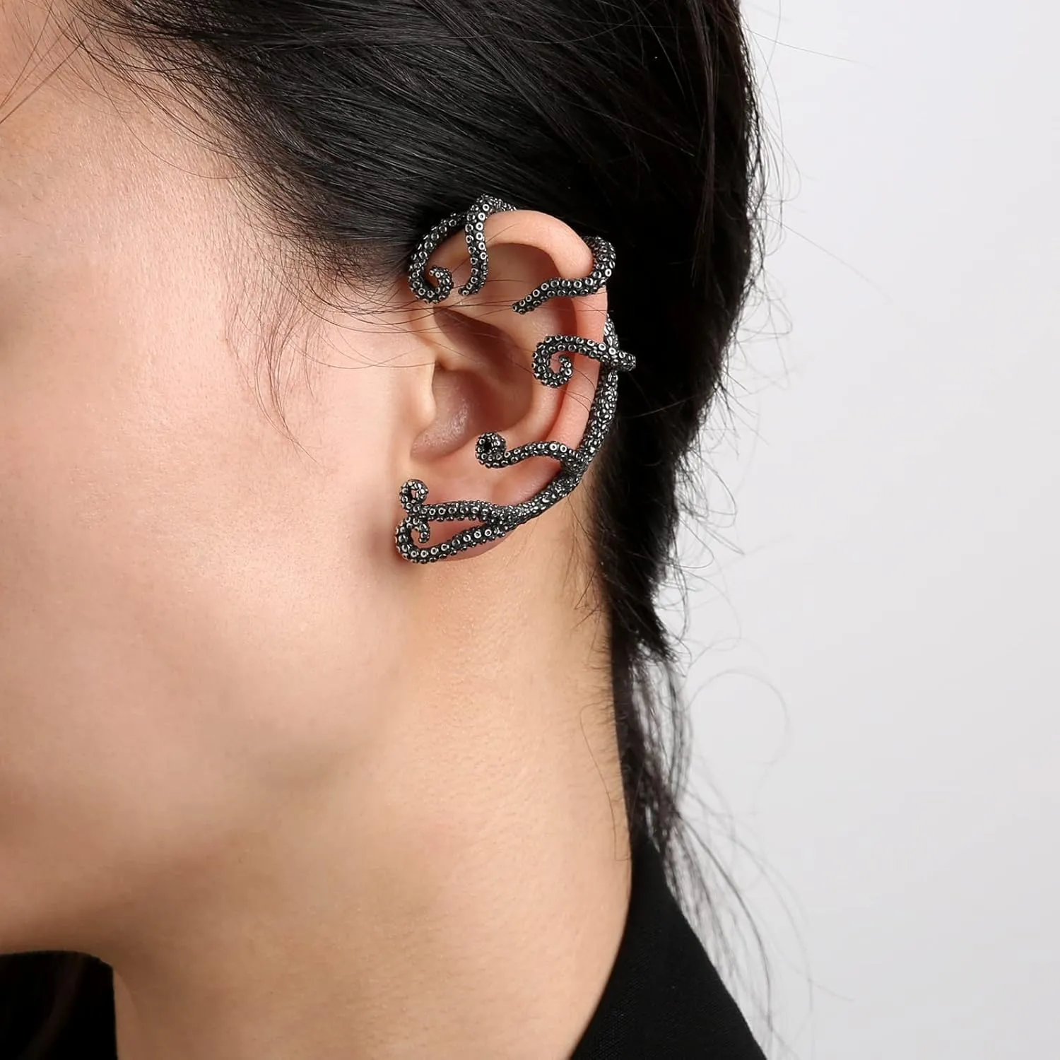 HZMAN Stainless Steel Ear Cuff Earrings for Women Piercing Men Stud Dragon Punk Wrap