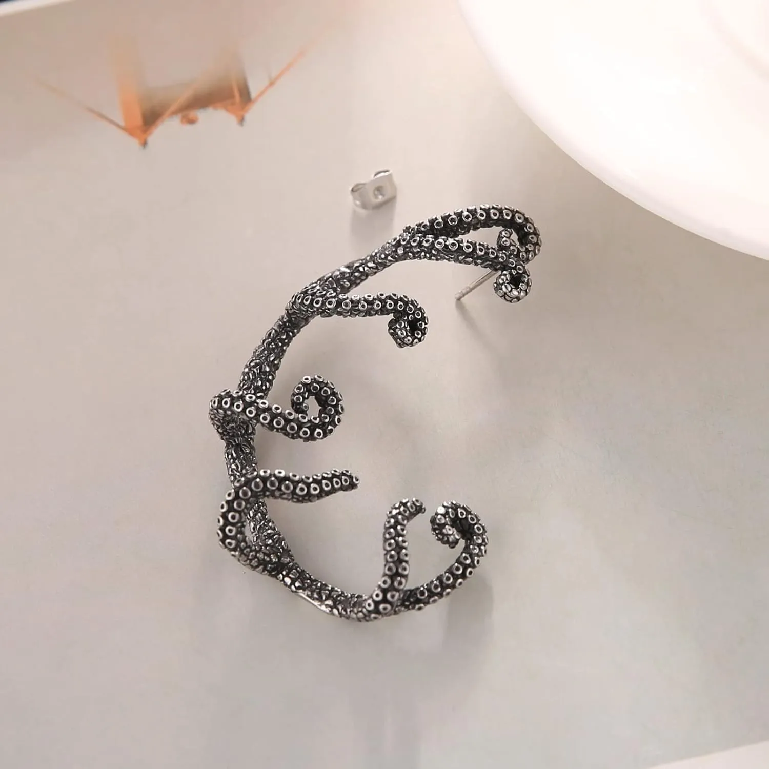HZMAN Stainless Steel Ear Cuff Earrings for Women Piercing Men Stud Dragon Punk Wrap