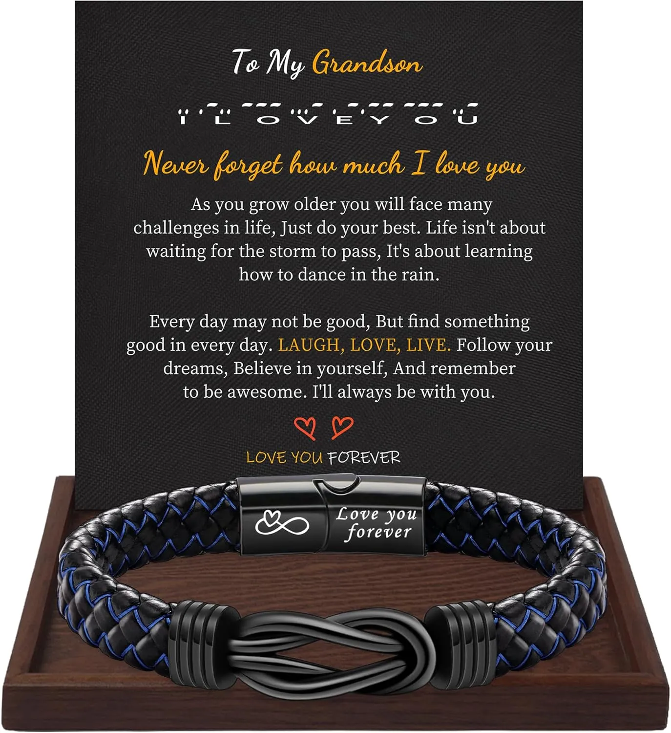 I Love You Gifts for Him Leather Bracelet for Men Knot Infinity Bracelets Valentines Day Gift for Husband Boyfriend Dad Son Grandson Anniversary Birthday Jewelry Graduation Gifts for Him 2024