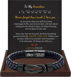 I Love You Gifts for Him Leather Bracelet for Men Knot Infinity Bracelets Valentines Day Gift for Husband Boyfriend Dad Son Grandson Anniversary Birthday Jewelry Graduation Gifts for Him 2024