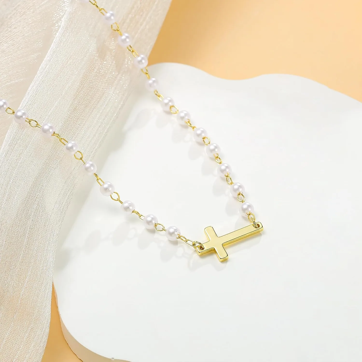 IEFWELL Cross Necklaces for Women - Dainty Gold Silver Cross Necklace for Women Trendy Simple Sideways Layered CZ Cross Necklaces Gold Jewelry for Womens Gifts
