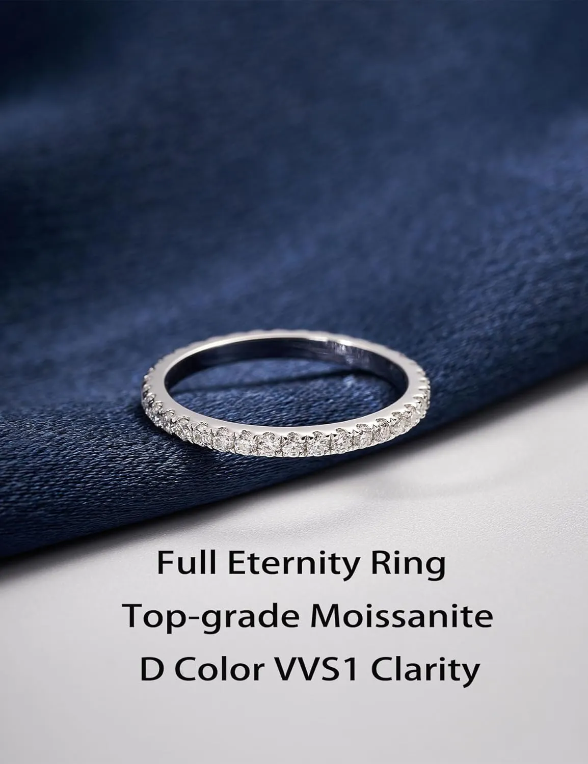 IMOLOVE Moissanite Wedding Band Wedding Rings for Women 925 Sterling Silver Rings with 18K White Gold Plated Eternity Stackable Engagement Ring Anniversary Band Size 3.5-12