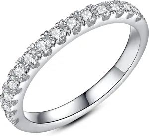 IMOLOVE Moissanite Wedding Band Wedding Rings for Women 925 Sterling Silver Rings with 18K White Gold Plated Eternity Stackable Engagement Ring Anniversary Band Size 3.5-12