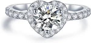 IMOLOVE Solitaire Engagement Rings for Women Halo Ring Promise Rings for her Sterling Silver plated with 18K White Gold Rings for Women 1.64ct D Color VVS1 Clarity Moissanite Size 4-11