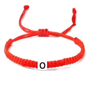 Initial Bracelets for Men and Women, Initial A-Z Heart Letter Charm Bracelets Handmade Adjustable Rope Bracelets for Teen Girls Boy Mom Best Friend Birthday Gift (Red, O)