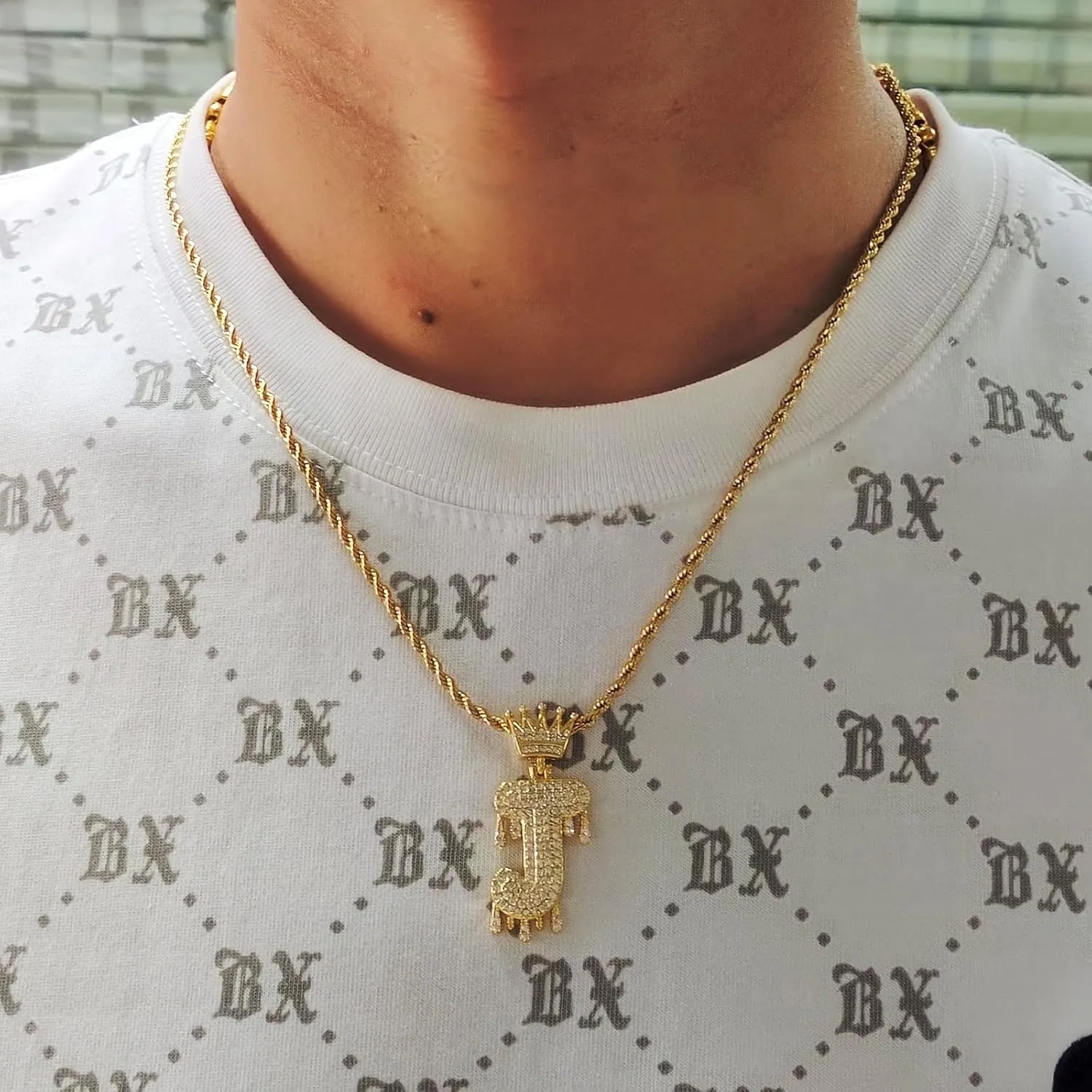 Initial Necklace for Men Women,Crown Letter Pendant with 24 Inch Chain,Cubic Zirconia Capital Monogram Pendant Necklace Jewelry Gift