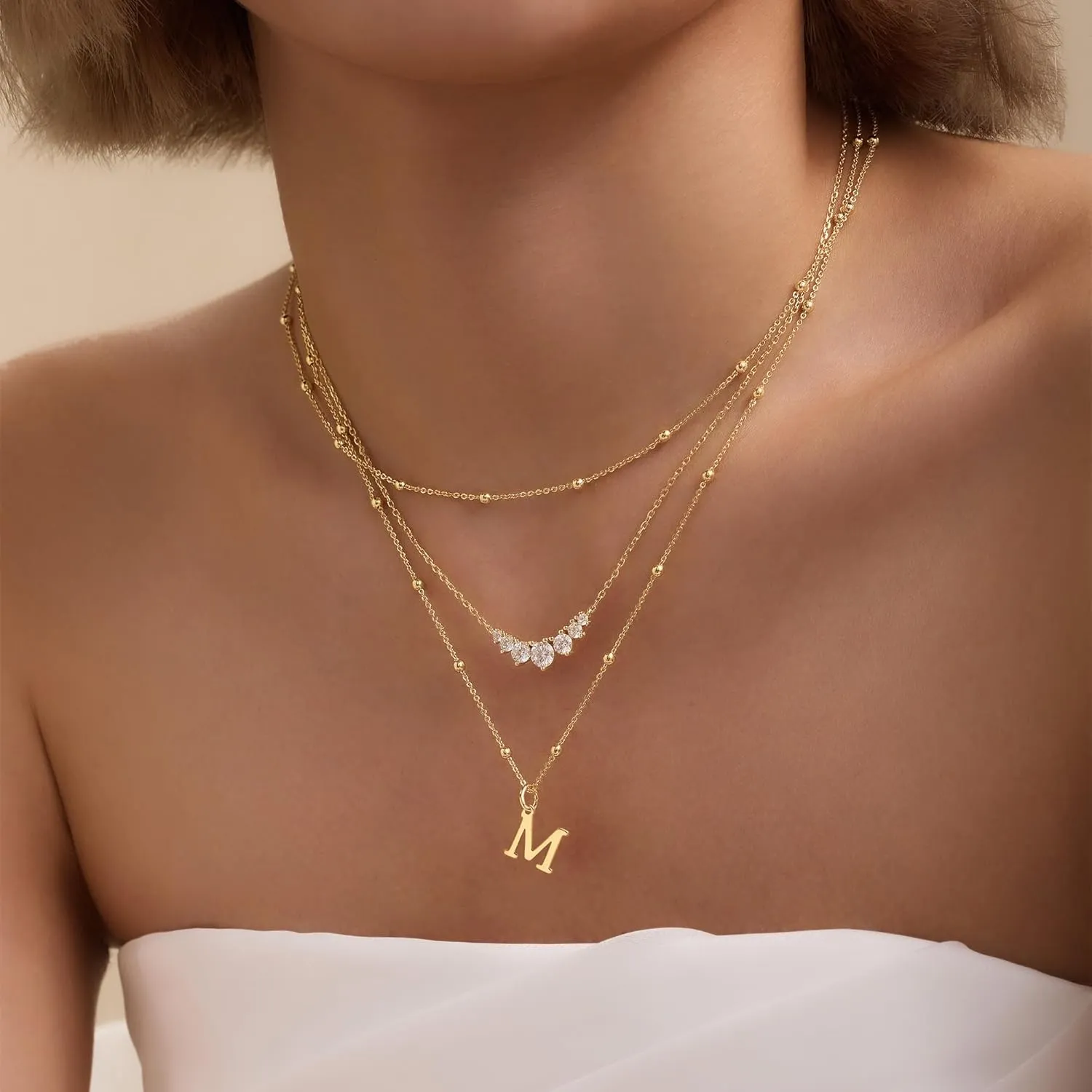 Initial Necklaces for Women Dainty Gold Letter Pendant Necklace 14k Gold Plated A-Z Name Necklaces Cute Charm Choker Necklace Fashion Accessories Non Tarnish Trendy Jewelry Gift