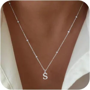 Initial Necklaces for Women Dainty Gold Letter Pendant Necklace 14k Gold Plated A-Z Name Necklaces Cute Charm Choker Necklace Fashion Accessories Non Tarnish Trendy Jewelry Gift