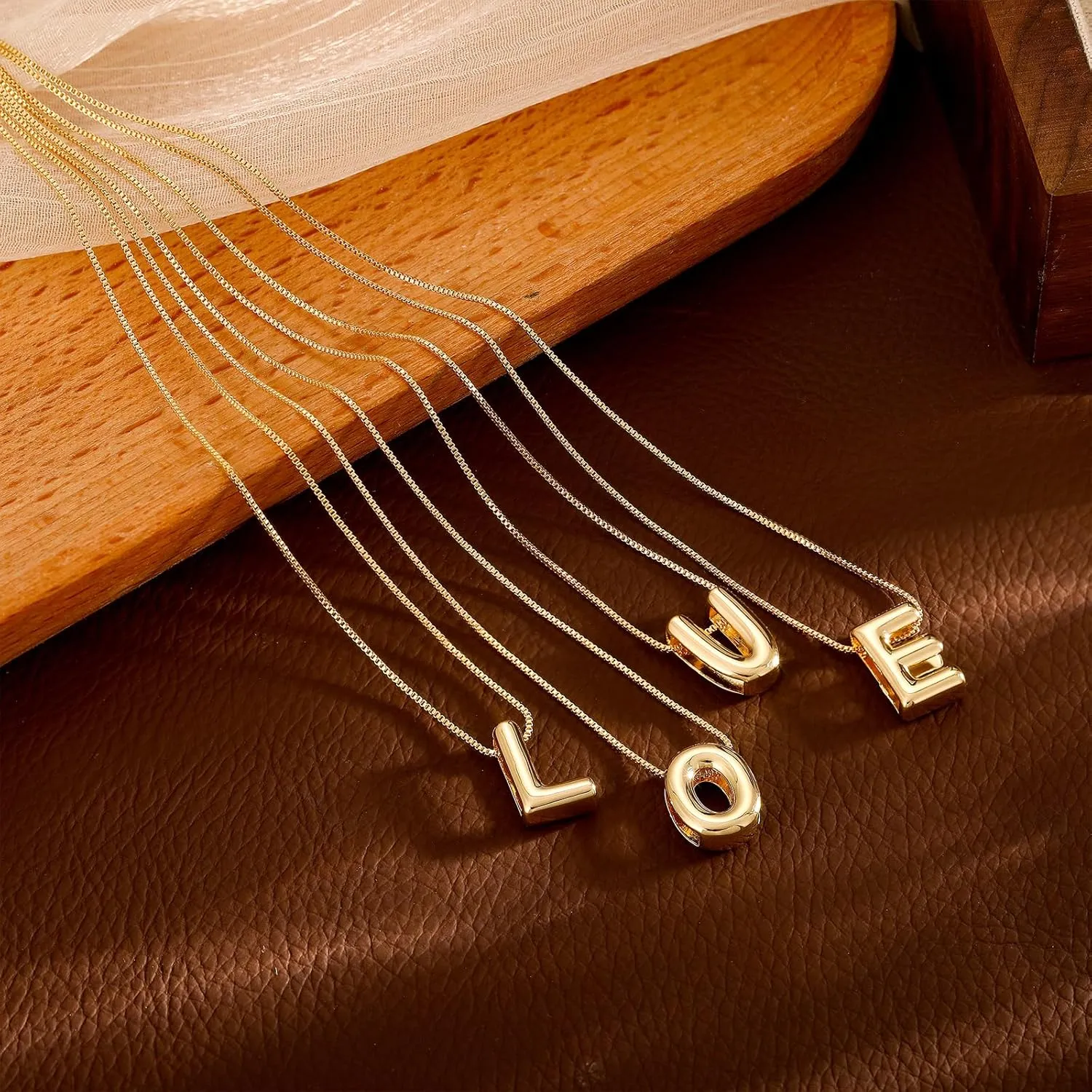 Initial Necklaces for Women, Layered 14K Gold Plated Bubble Letter A-Z Necklace Pendant Choker Necklaces for Women Trendy Monogram Name Necklace Personalized Jewelry for Women