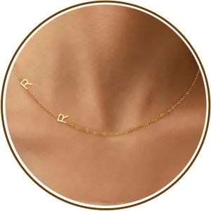 Initial Necklaces for WomenName Necklace Gold Sideways Dainty Initial Necklaces for Women 2 Initial Adjustable Gold Choker Necklace for GLfriend Friend Gifts for Adults Jewelry