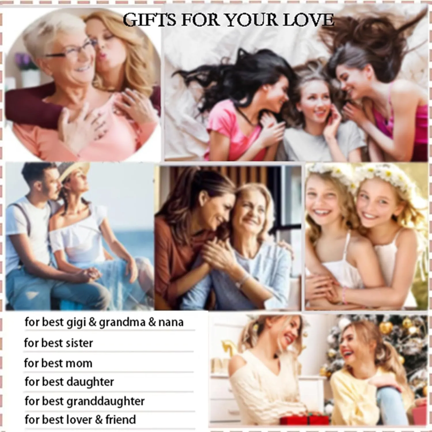 Inspirational Bracelets for Women Daughter Engraved Charm Heart Pendant Gifts for Mom Sister Grandma Gigi Friends Birthday Christmas Mother's Day Gifts