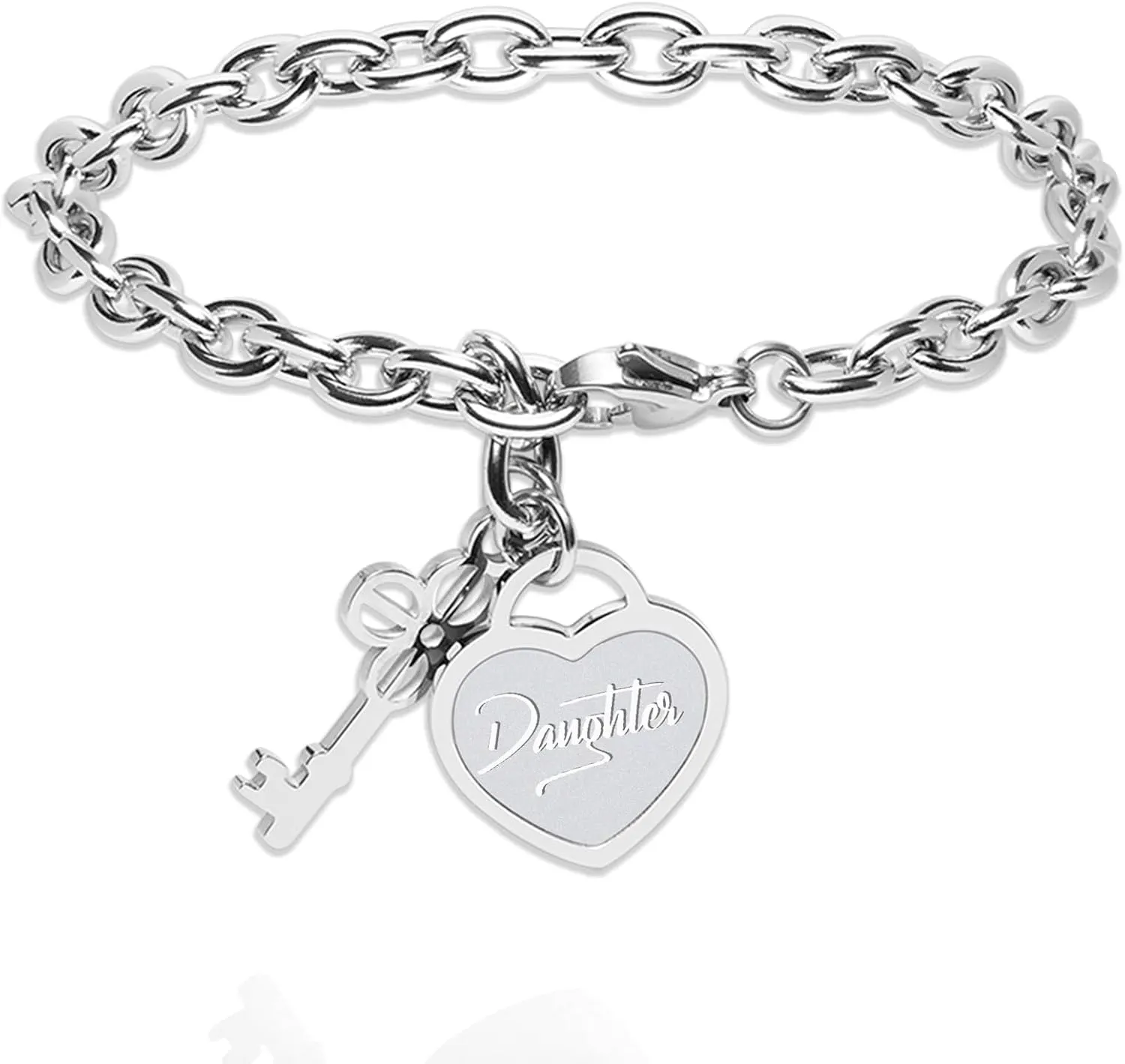 Inspirational Bracelets for Women Daughter Engraved Charm Heart Pendant Gifts for Mom Sister Grandma Gigi Friends Birthday Christmas Mother's Day Gifts