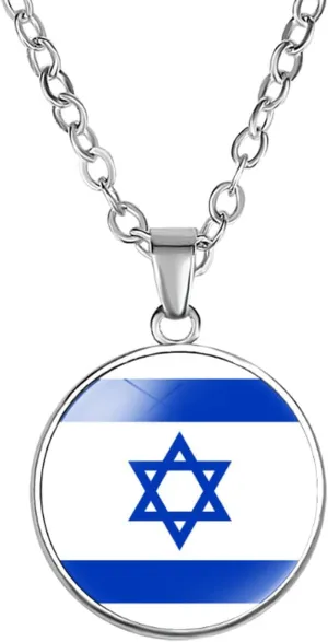 Israeli Flag Necklace, Time Gem Simple Pendant Necklace