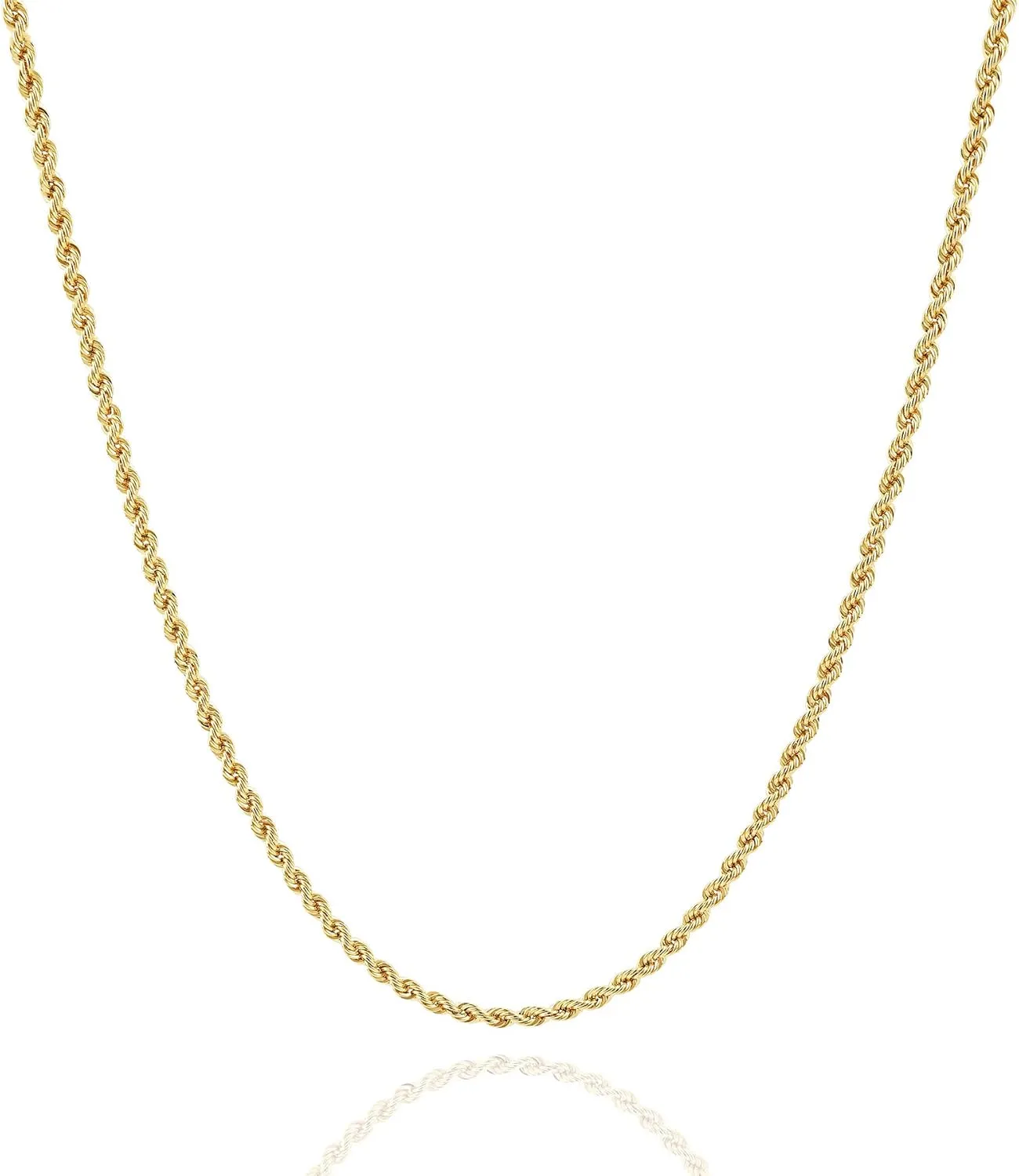 Jewelry Atelier Gold Chain Necklace Collection - 14K Solid Yellow Gold Filled Rope Chain Necklaces for Women and Men with Different Sizes (2.1mm, 2.7mm, or 3.8mm)