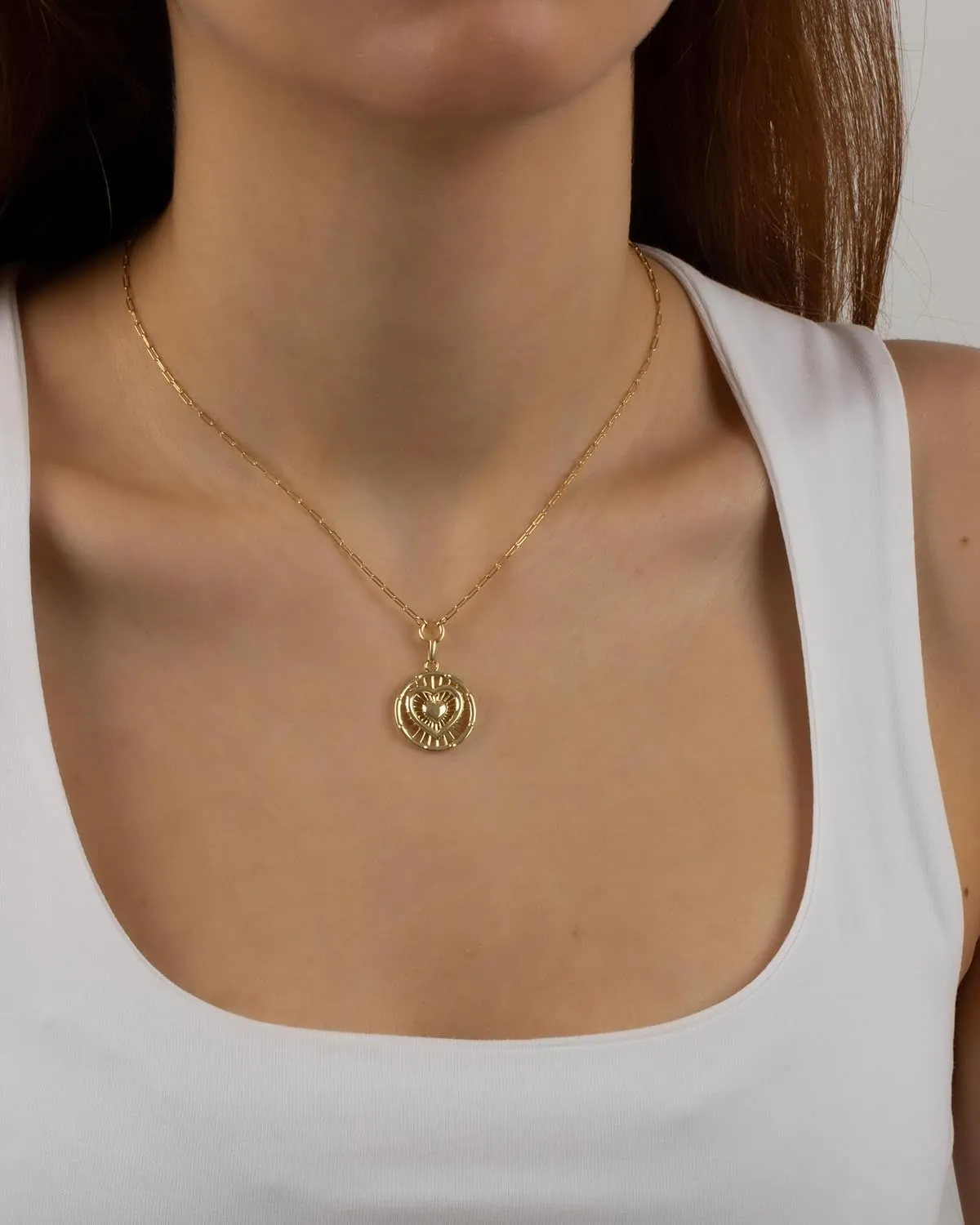 Jewelry Atelier Gold Filled Medallion Coin Necklaces for Women 14K Gold Filled Necklace with Adjustable Length Water/Tarnish Resistant, Statement Necklace Gold Necklace Round Pendant (Cross, 18 inch)
