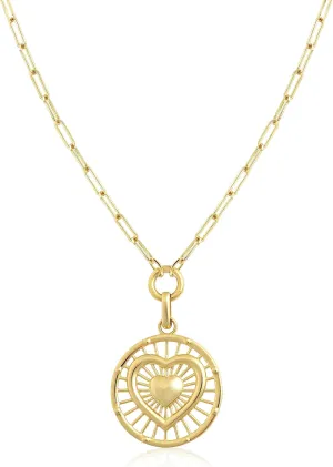 Jewelry Atelier Gold Filled Medallion Coin Necklaces for Women 14K Gold Filled Necklace with Adjustable Length Water/Tarnish Resistant, Statement Necklace Gold Necklace Round Pendant (Cross, 18 inch)