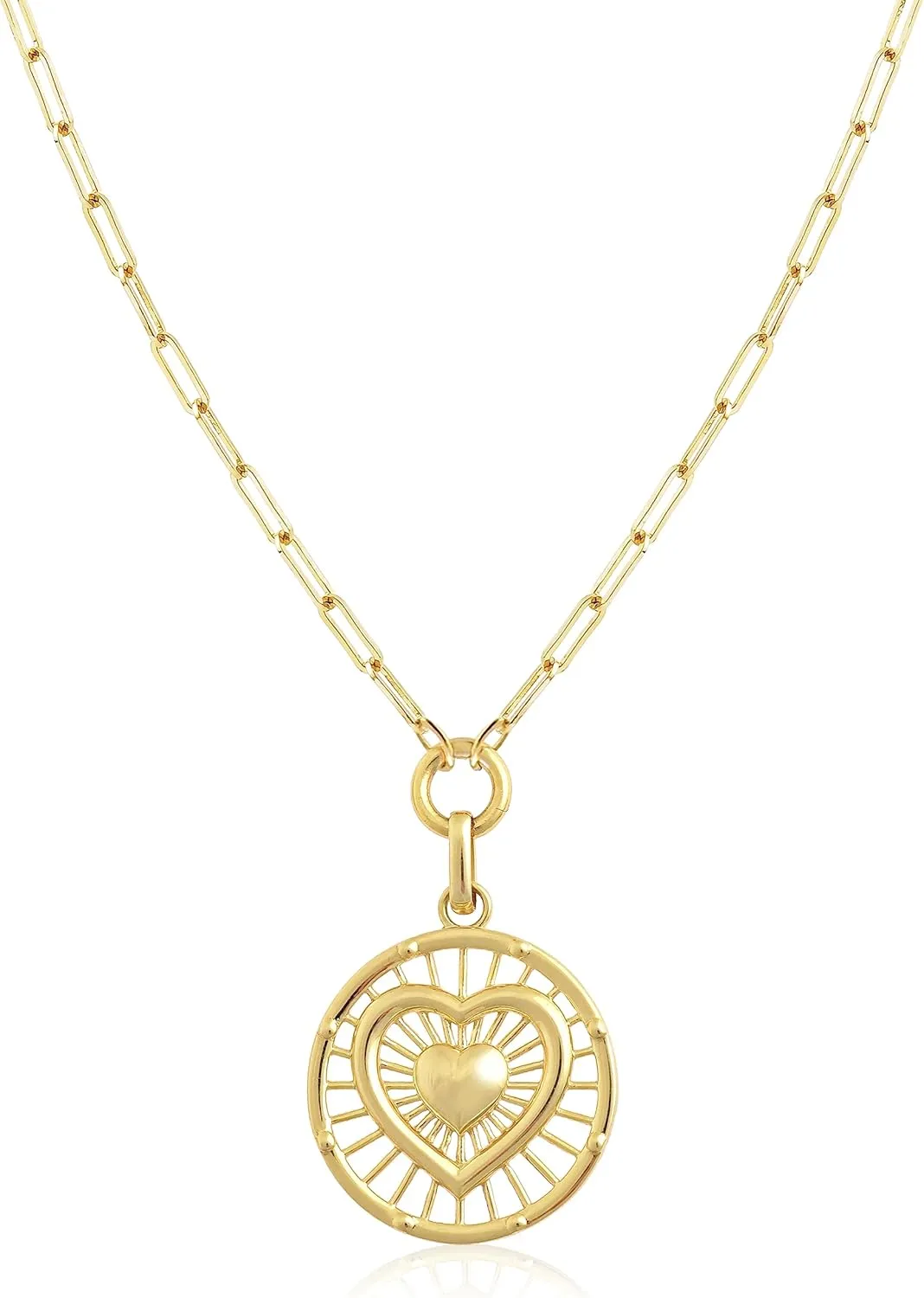 Jewelry Atelier Gold Filled Medallion Coin Necklaces for Women 14K Gold Filled Necklace with Adjustable Length Water/Tarnish Resistant, Statement Necklace Gold Necklace Round Pendant (Cross, 18 inch)
