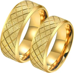 Jewelry Rings for Men, Mens Rings Stainless Steel Gold Matte Ring 8mm Engagement Couple Rings