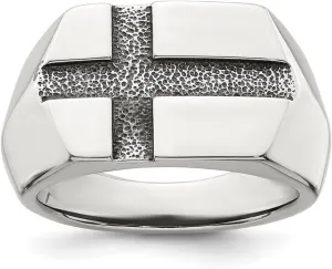JewelryWeb 4.05 To 13 (tapered) mm 925 Sterling Silver Artisan Oxidized Religious Faith Cross Mens Ring-Ring for Men