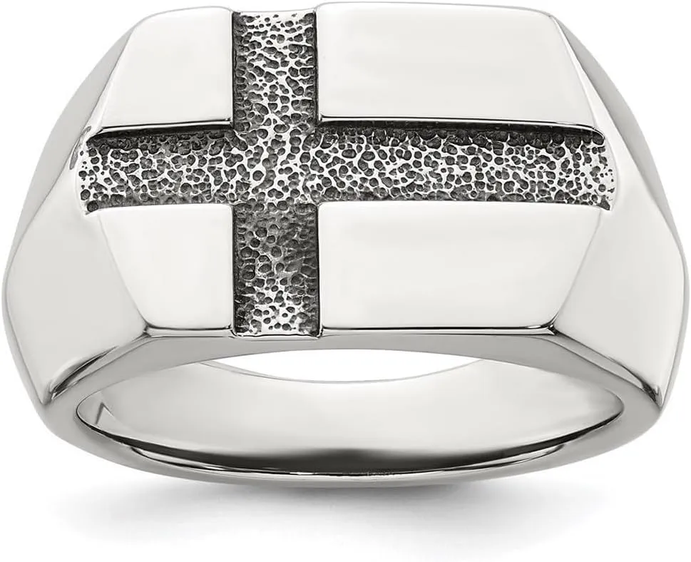 JewelryWeb 4.05 To 13 (tapered) mm 925 Sterling Silver Artisan Oxidized Religious Faith Cross Mens Ring-Ring for Men
