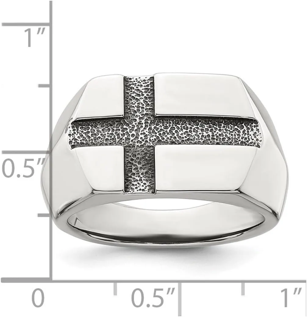 JewelryWeb 4.05 To 13 (tapered) mm 925 Sterling Silver Artisan Oxidized Religious Faith Cross Mens Ring-Ring for Men