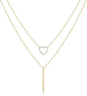 Jewlpire Mother's Day Gifts for Women Gold Necklace for Women, 14K Plated Gold Layered Necklaces for Women, Non Tarnish Herringbone Necklace Paperclip Chain Gifts for Her Wife