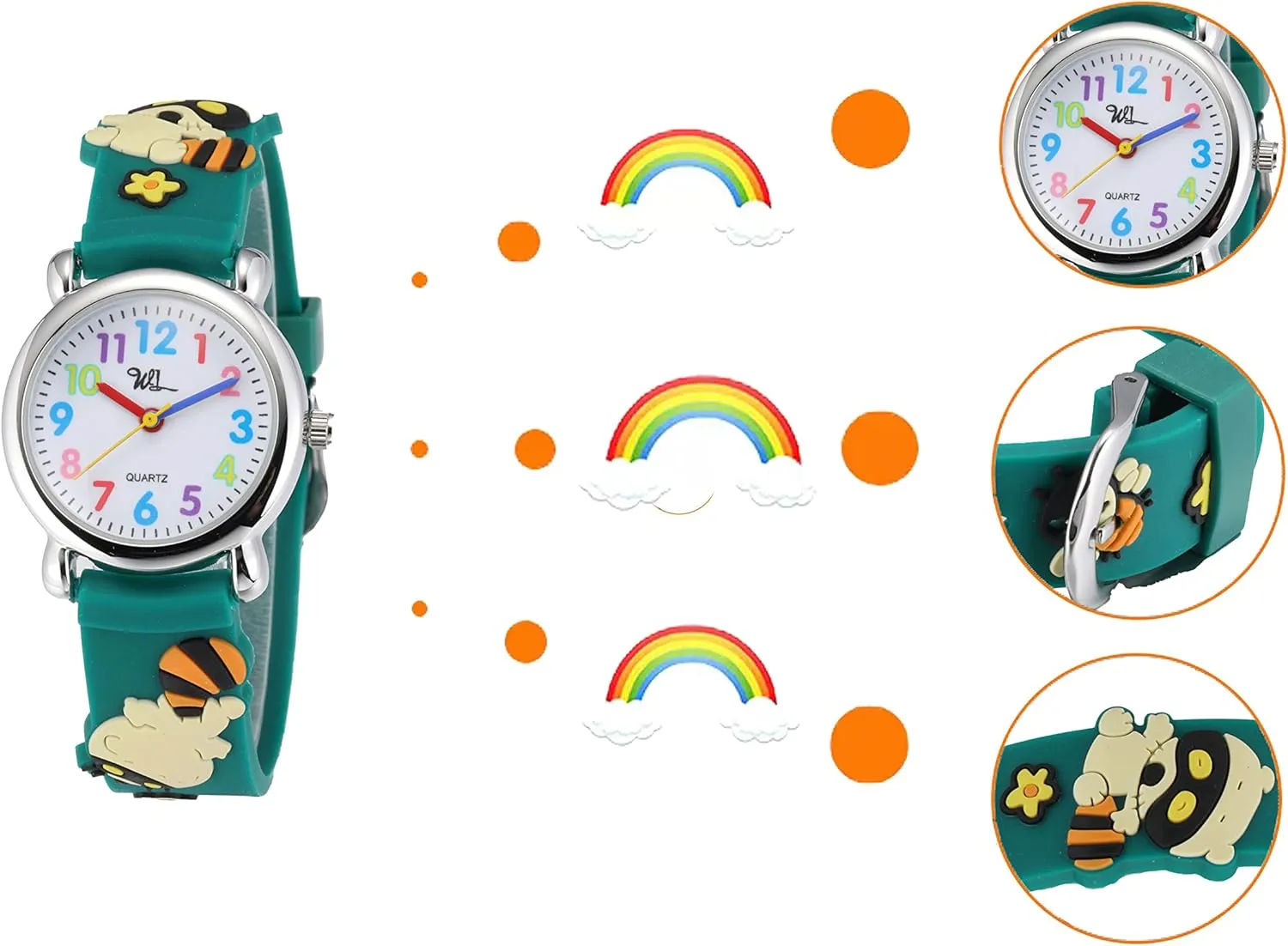 Jewtme Kids Time Teacher Watches 3D Cute Cartoon Silicone Children Toddler Butterfly Wrist Watches for Ages 3-10 Boys Girls Little Child